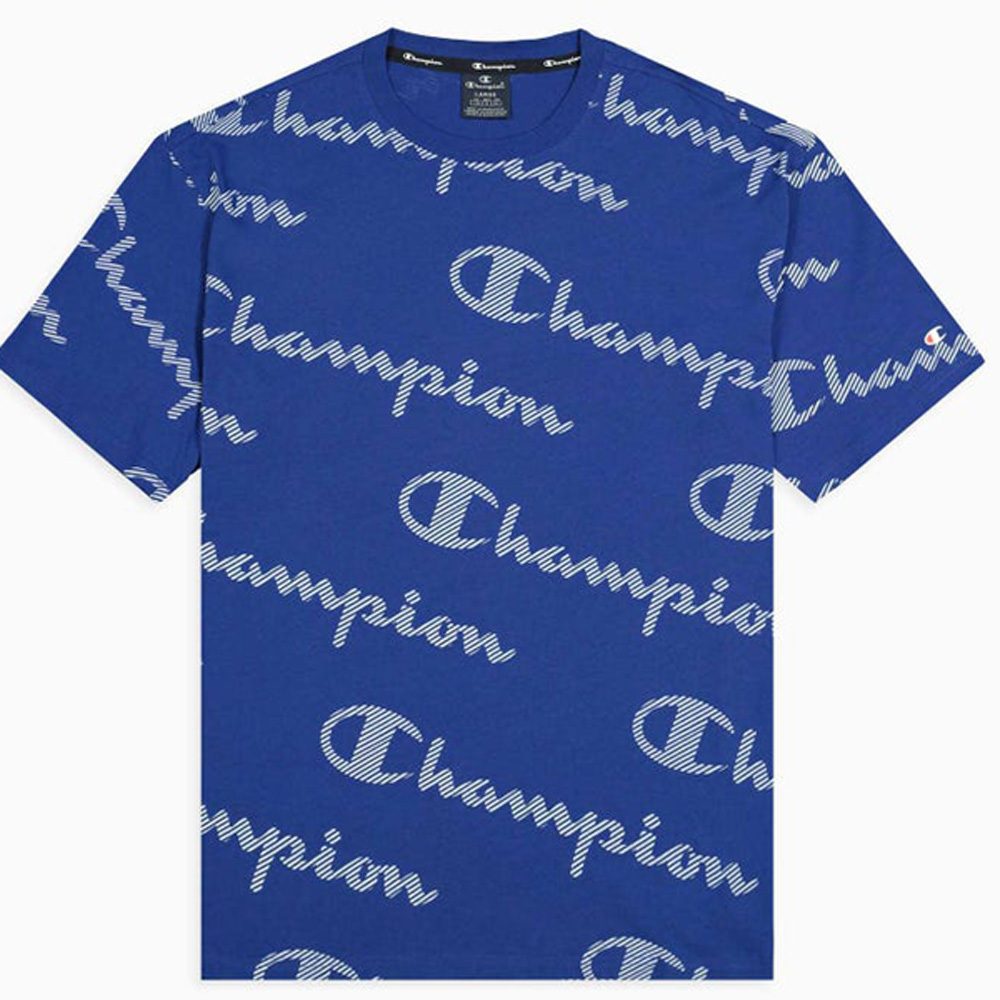 T-Shirt Champion Printlogo blau Herren
