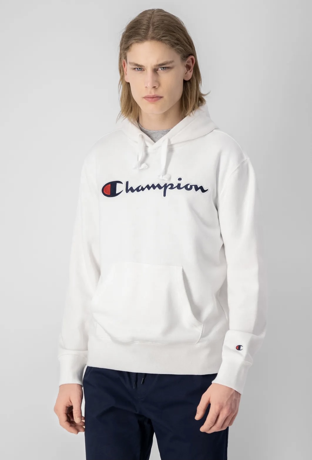 Herren Champion Logo Hoodie weiß